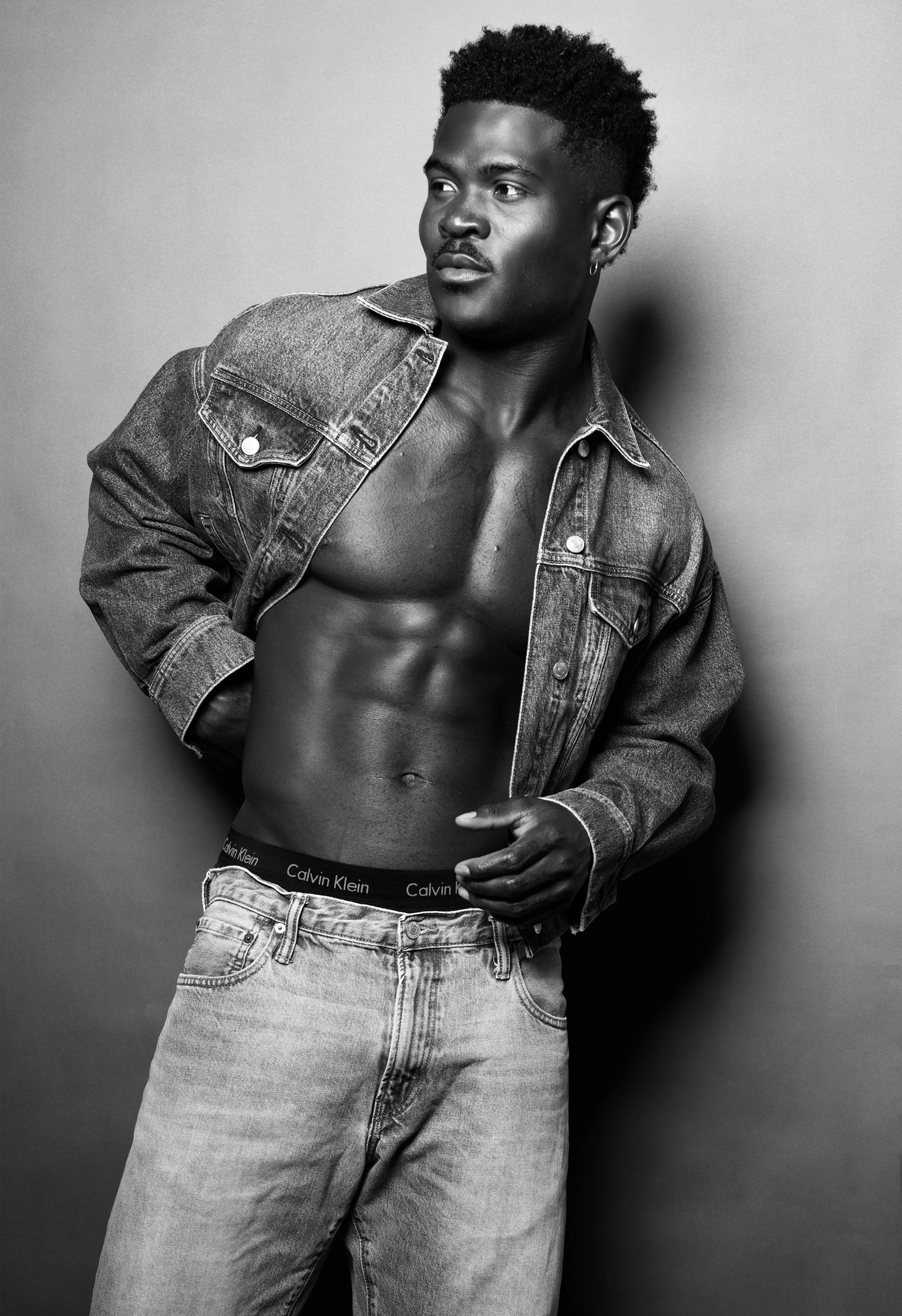 Joseph Foley — black & white open denim fitness